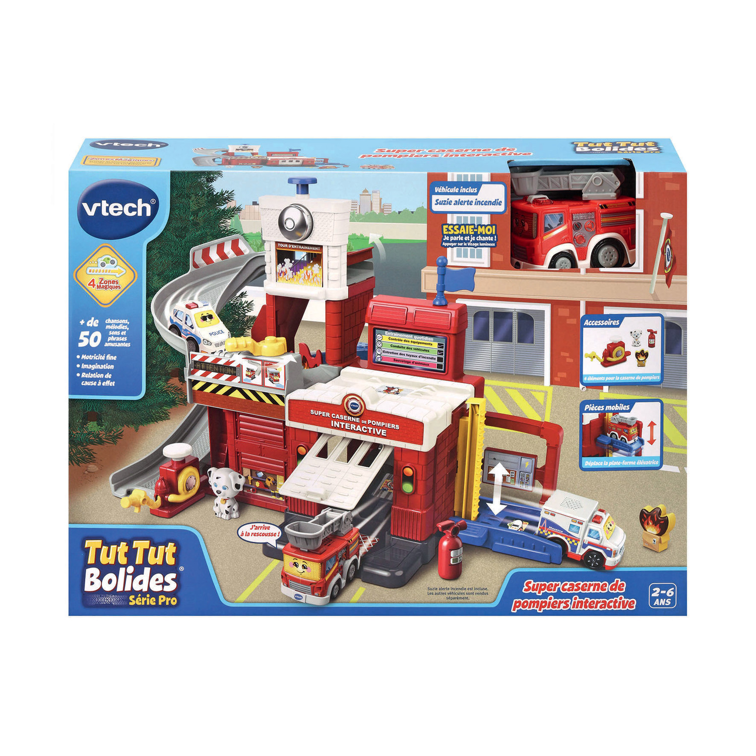 Tut Tut Bolides Série Pro Super Caserne de Pompiers Interactive, VTECH