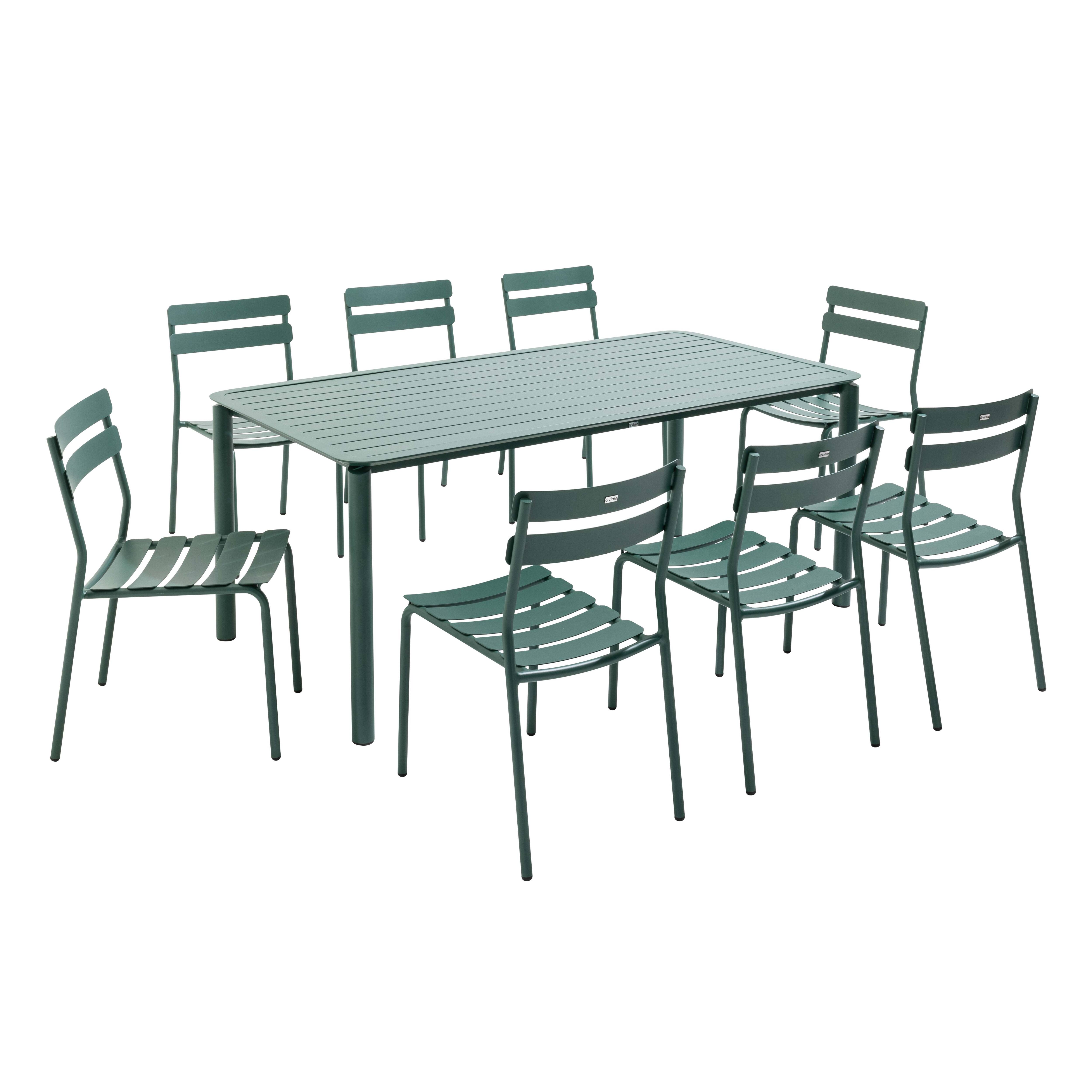 Salon de jardin table et 8 chaises en aluminium, ALMADA, OVIALA
