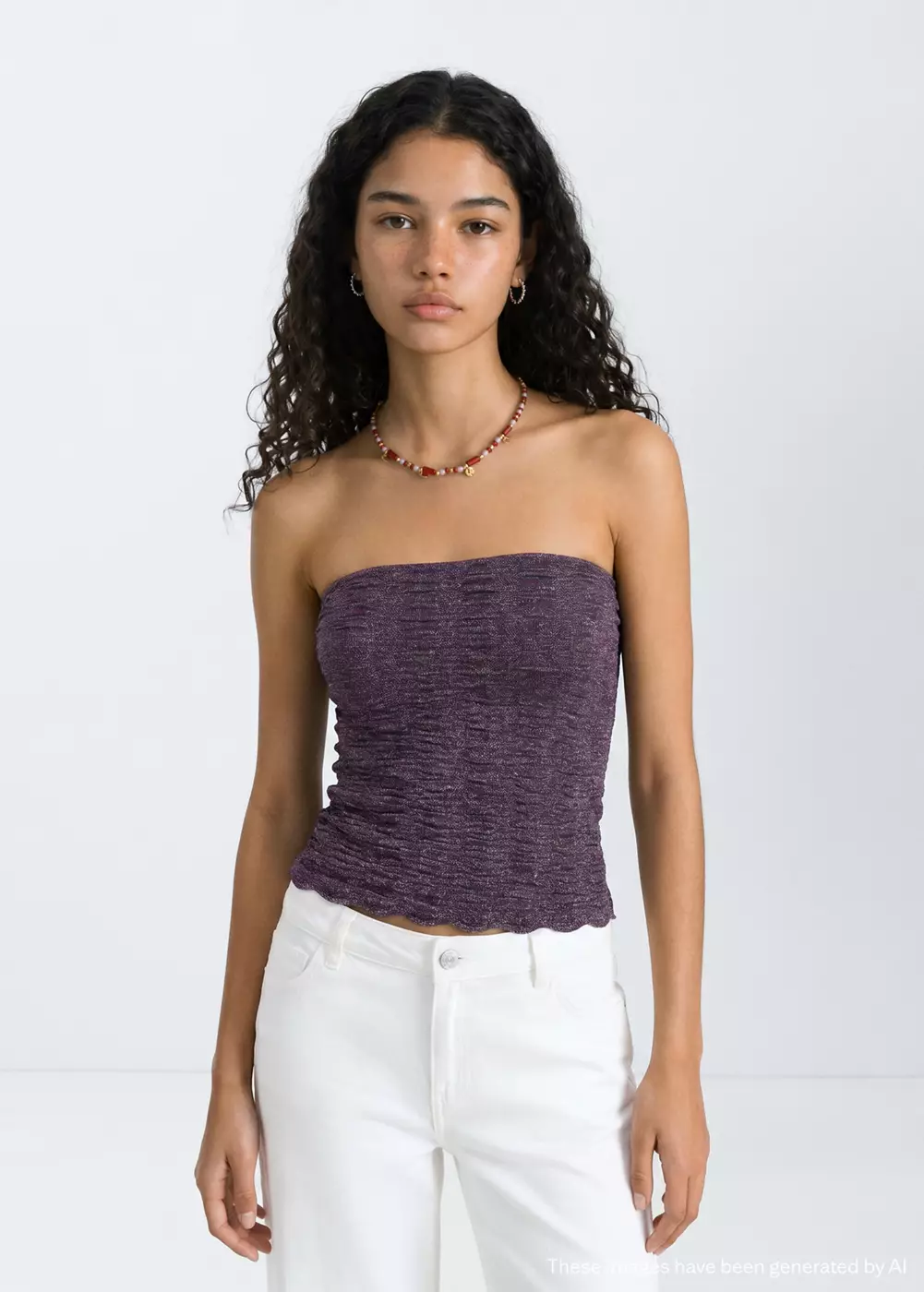 Top bandeau métallisé, MANGO TEEN