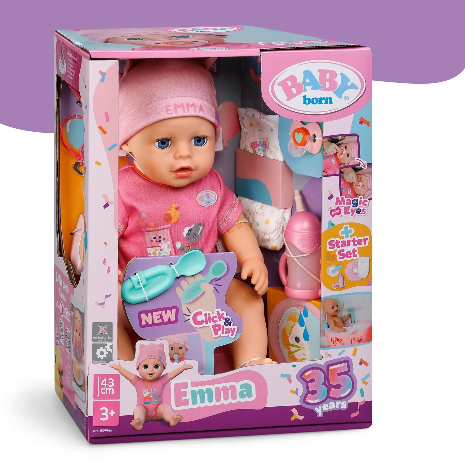 Baby Born Poupée Emma Click & Play 43 cm, ZAPF CREATION