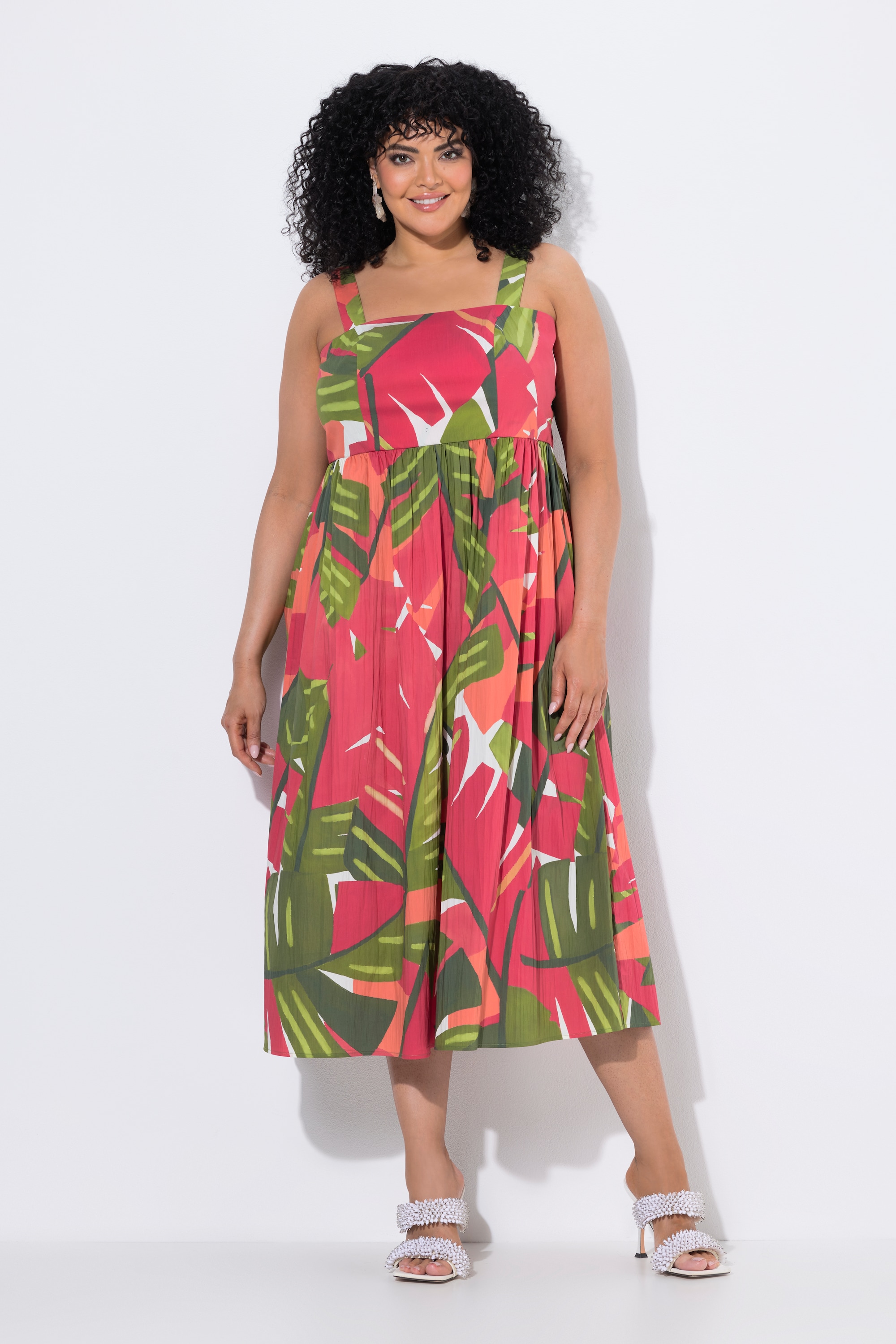 Robe longue, motif palmiers, dos smocké, ULLA POPKEN