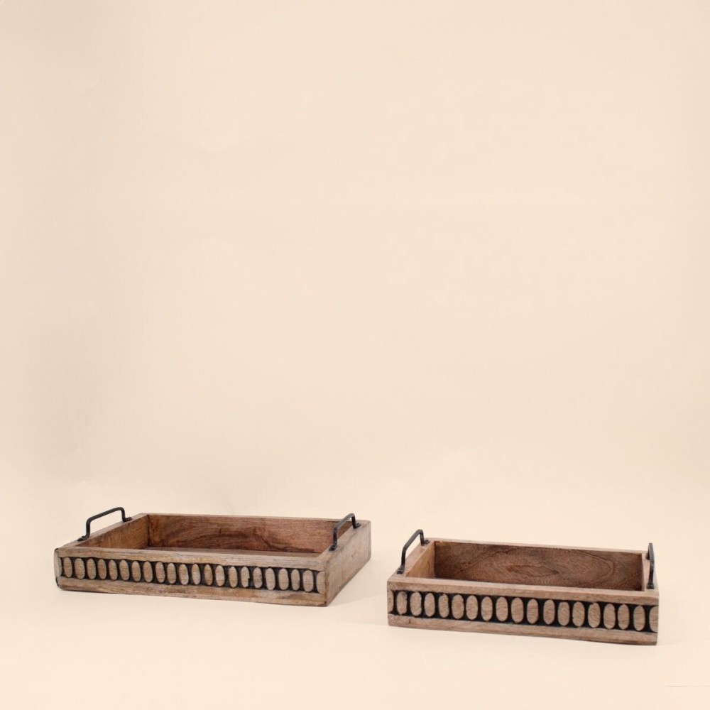 Plateau en bois avec poignées 30x21cm, ORNAMI