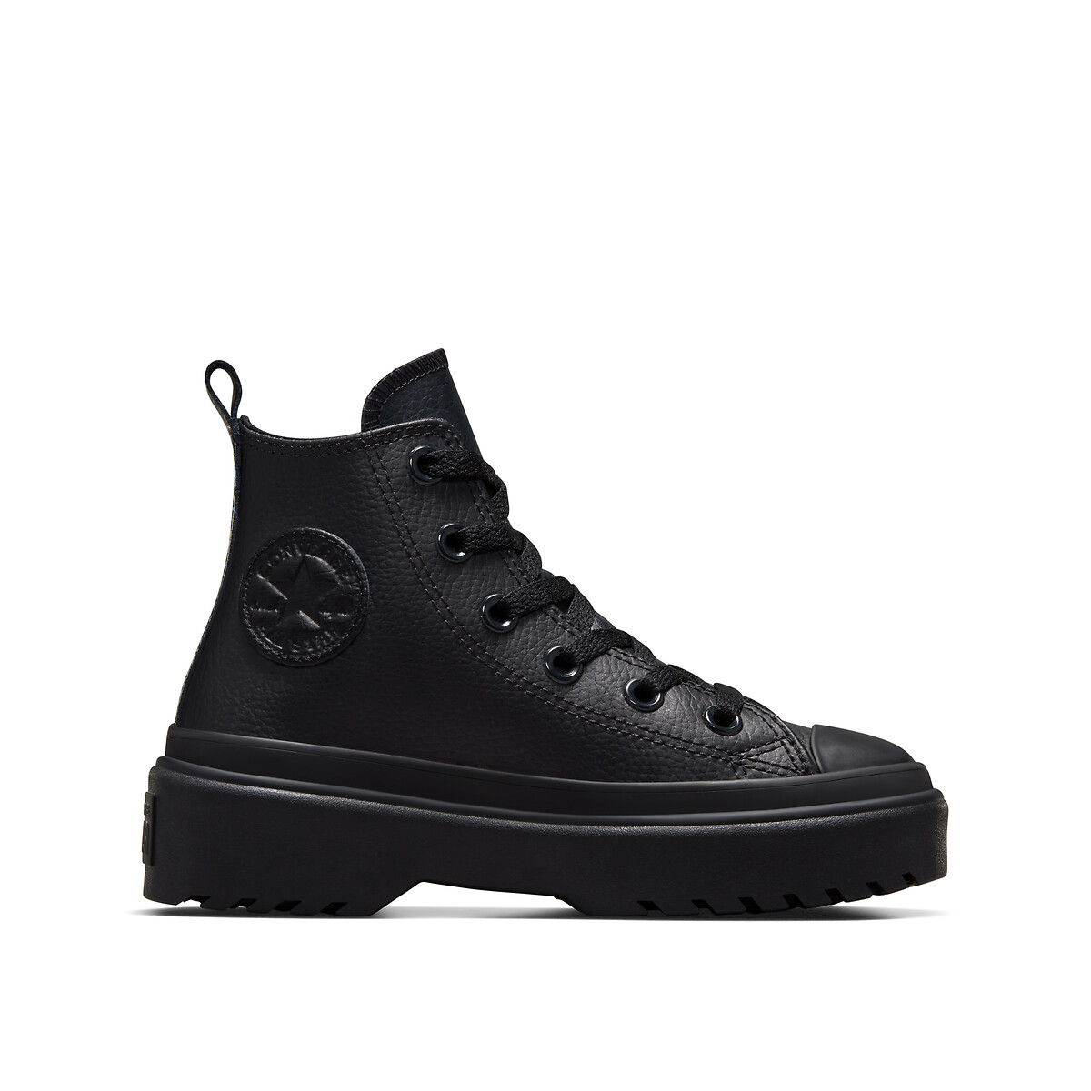 Kids lugged lift hi foundational leather high top trainers, black ...