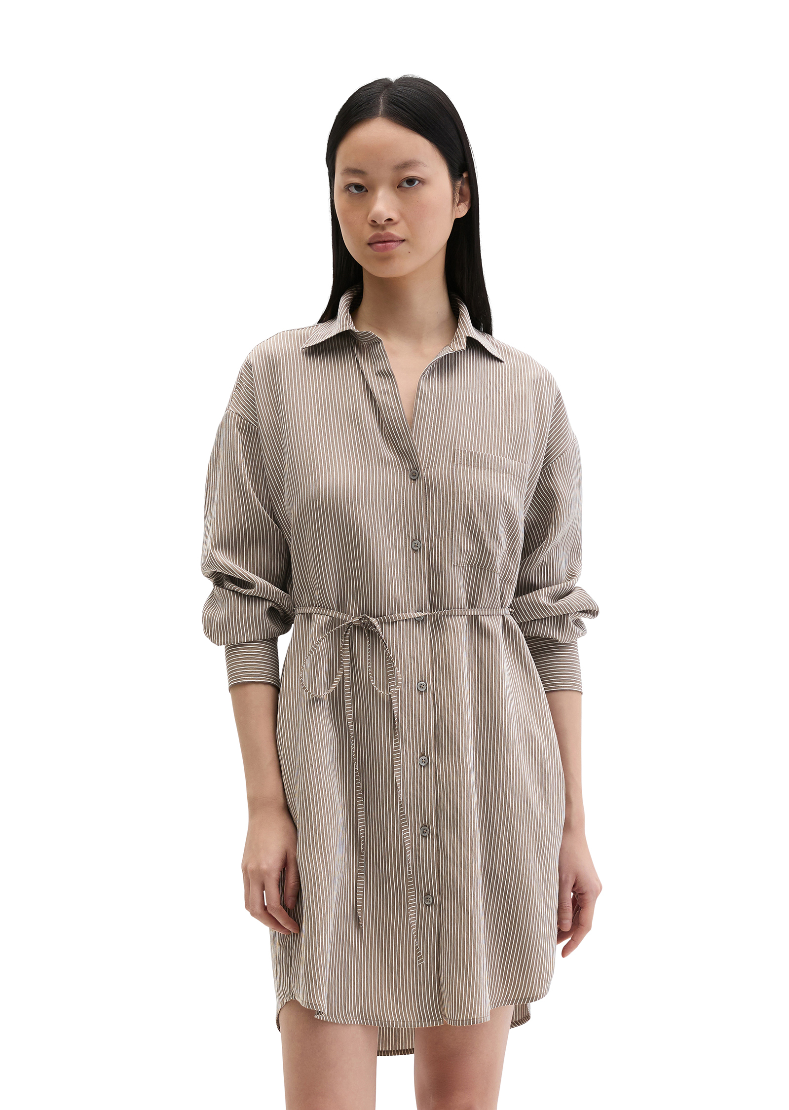 Robe chemisier crinkle rayée regular en LENZING™ ECOVERO™, MARC O'POLO