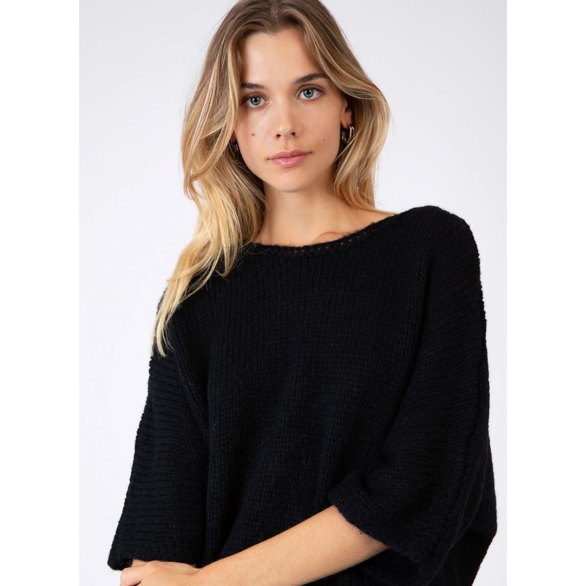 Pull noir best sale col bateau