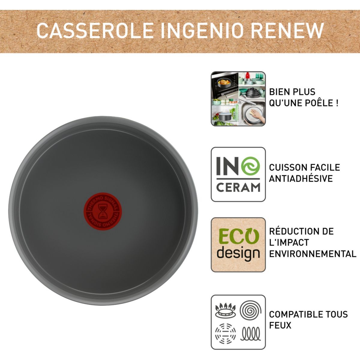 Casserole Tefal Ingenio Renew L2602802 16 cm Gris