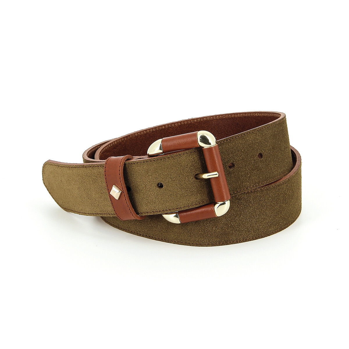 Two-Tone Belt in Suede/Leather