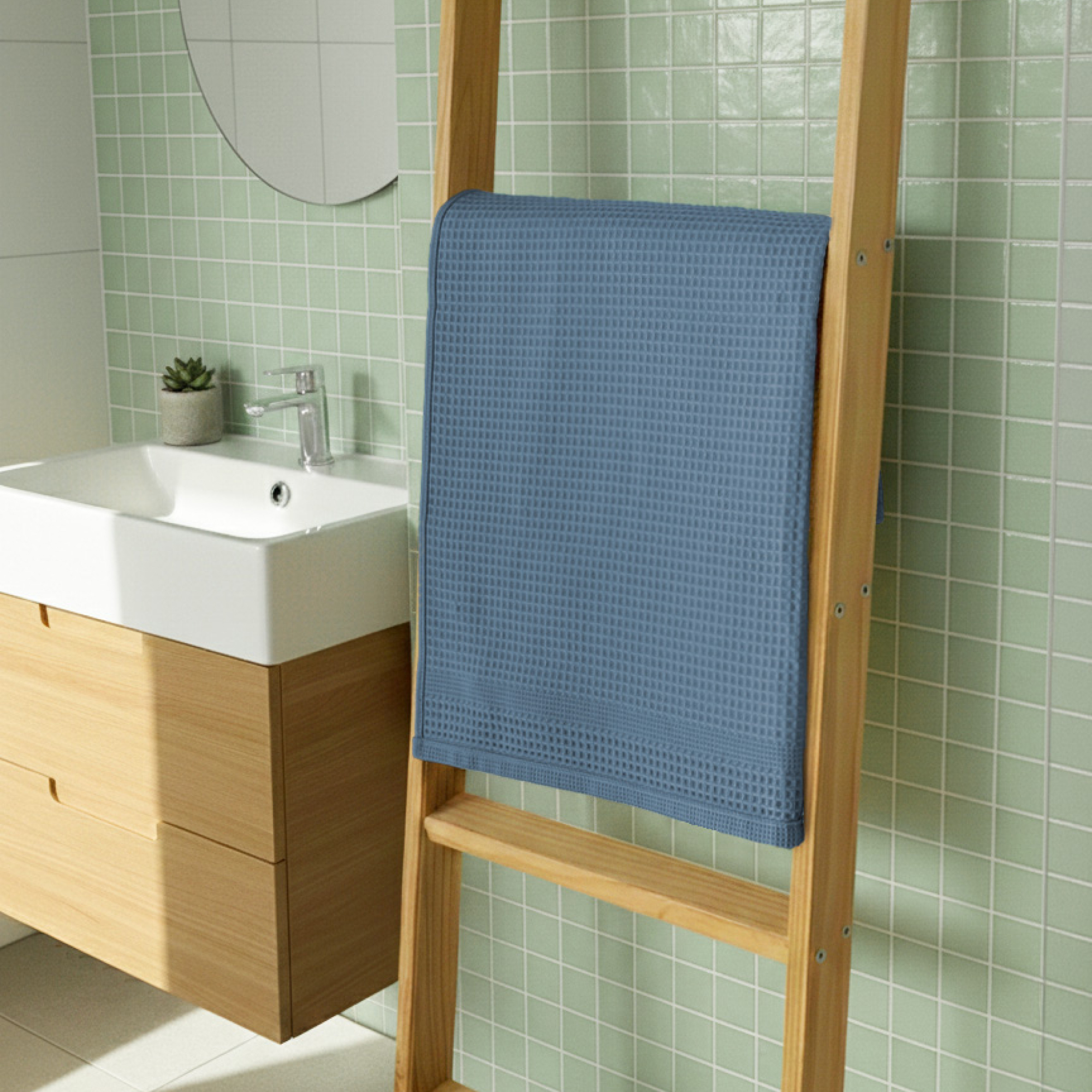 Serviette de toilette en coton, NID D'ABEILLE, BLANC CERISE