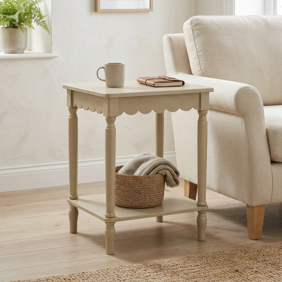 Elms Square Scalloped Edge Side Table, SO'HOME