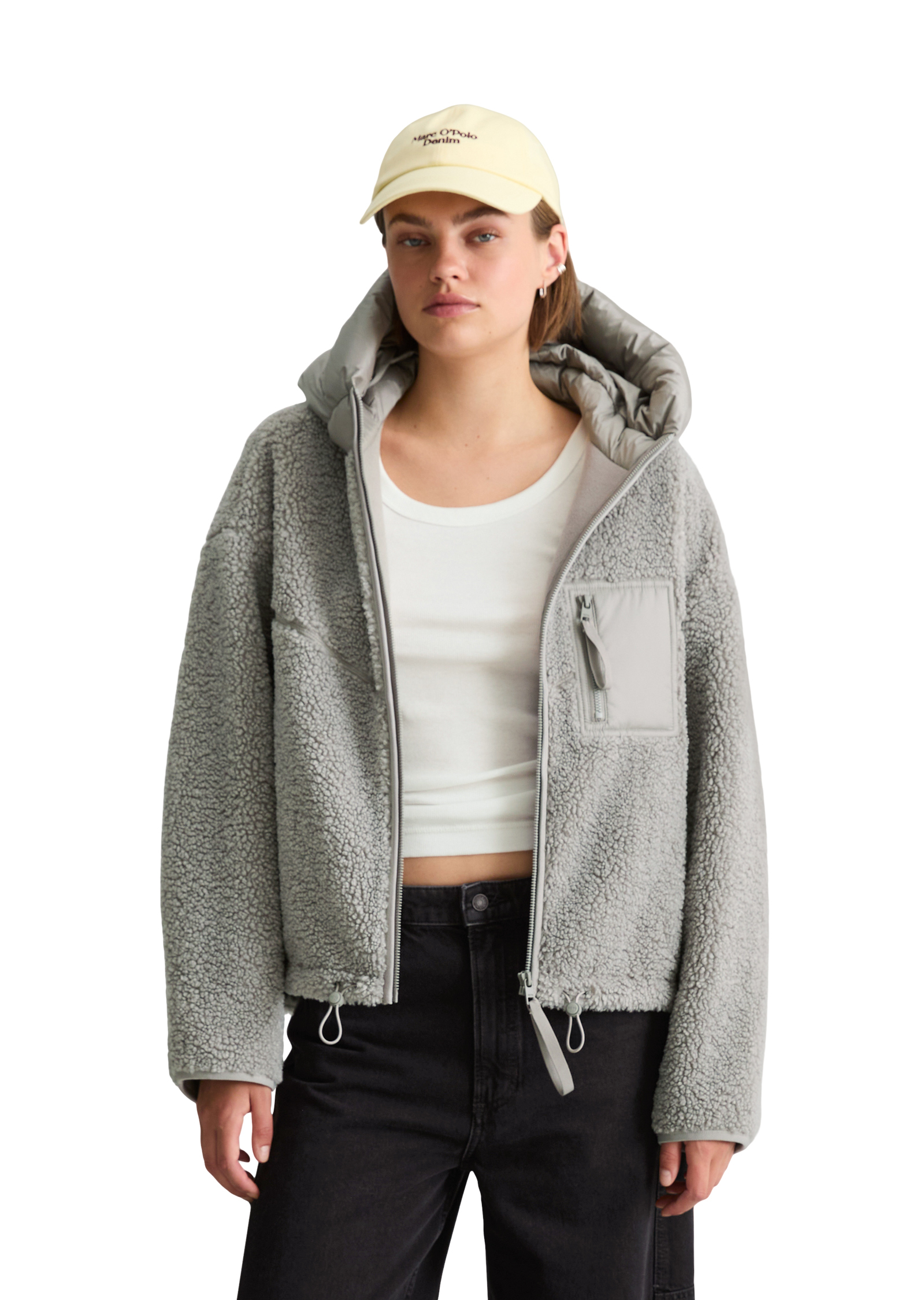 Veste en peluche coupe classique avec une capuche légèrement rembourrée, MARC O’POLO DENIM