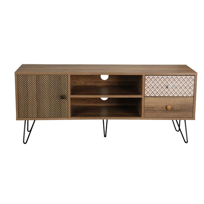TV Media Unit with Hairpin Legs, brown, SO'HOME