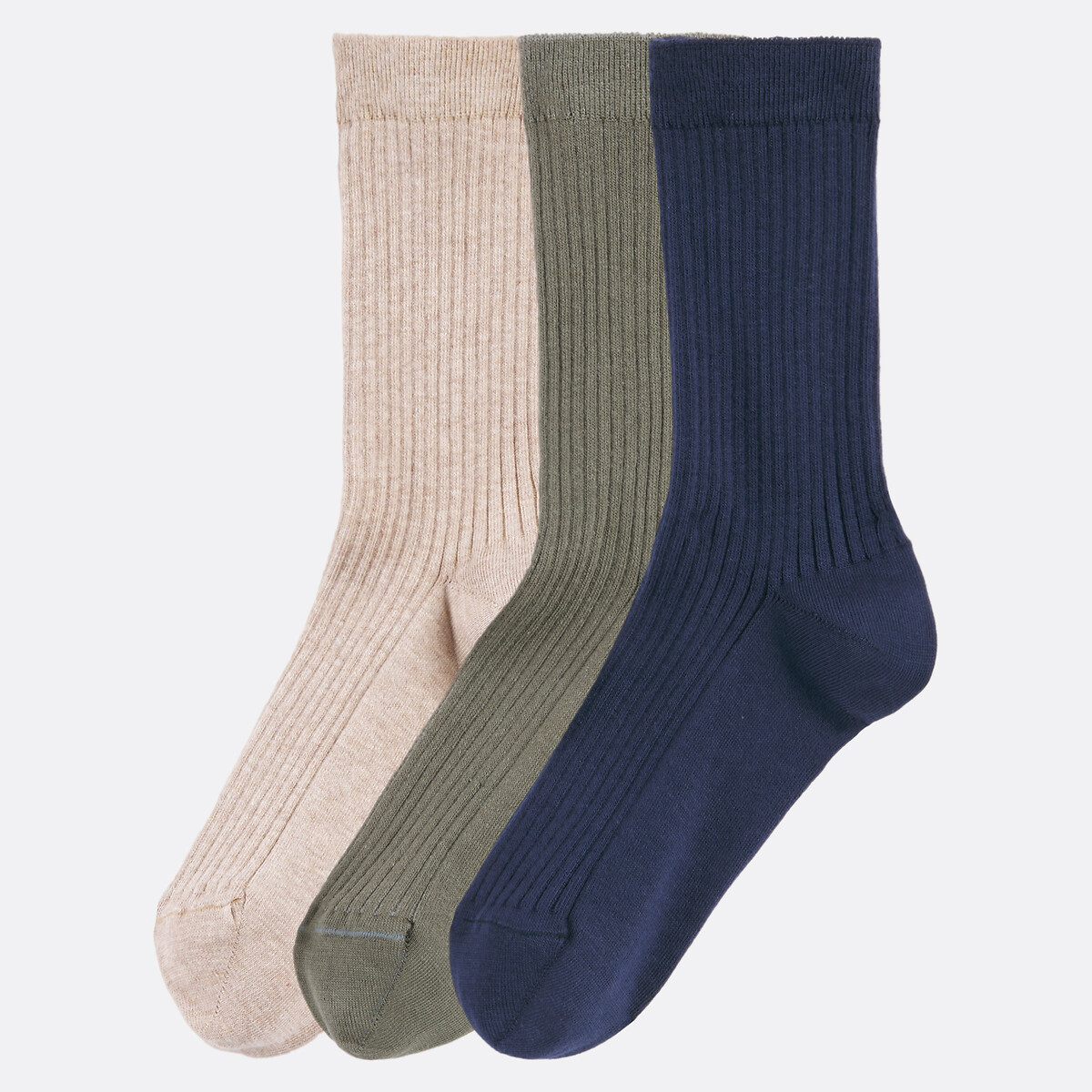 Pack of 3 Pairs of Ribbed Socks, LA REDOUTE COLLECTIONS