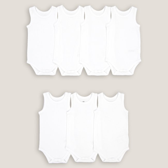 Pack of 7 Bodysuits in Cotton, white, LA REDOUTE COLLECTIONS
