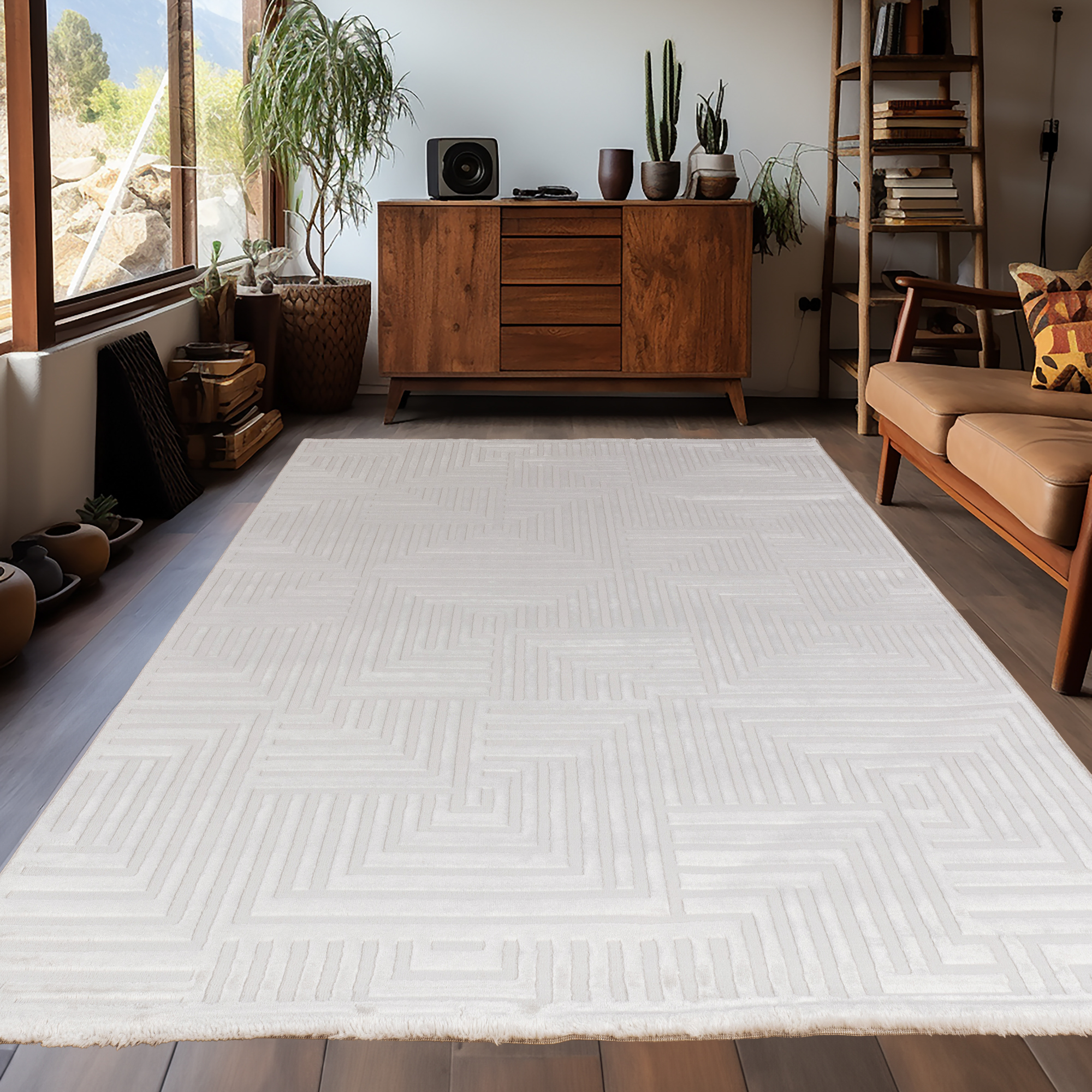 Tapis de salon à motif graphique OIA, NAZAR RUGS