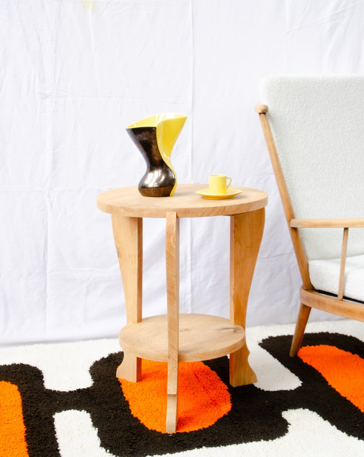 Table d'appoint en bois clair Hanna N°1620 - Bon état, DEBONGOUT