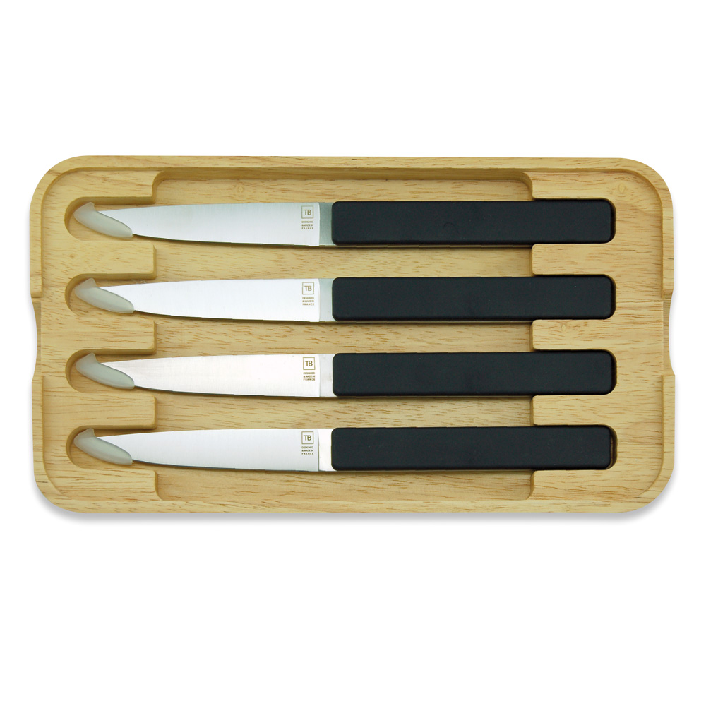 Coffret de 4 couteaux à steak Hector réglisse, lame lisse, TARRERIAS BONJEAN