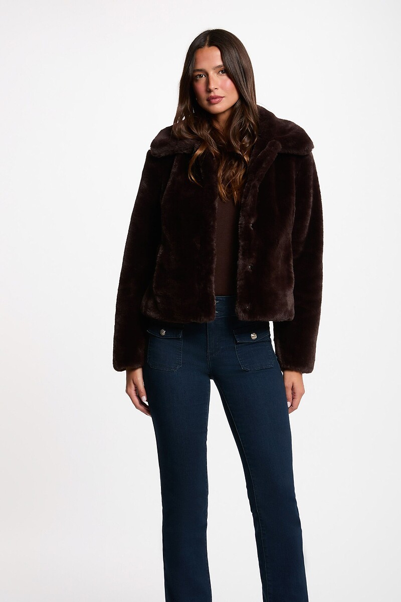 Veste courte en tissu duveteux, MORGAN