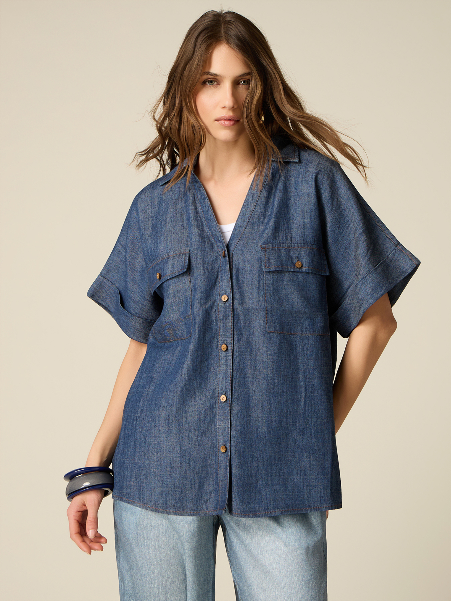 Chemise oversize effet denim, OLTRE