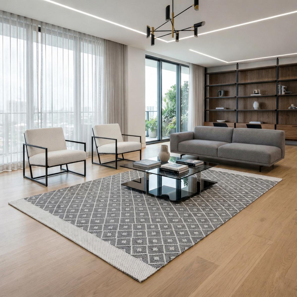 Tapis kilim fait main en PET motif géométrique, UN AMOUR DE TAPIS
