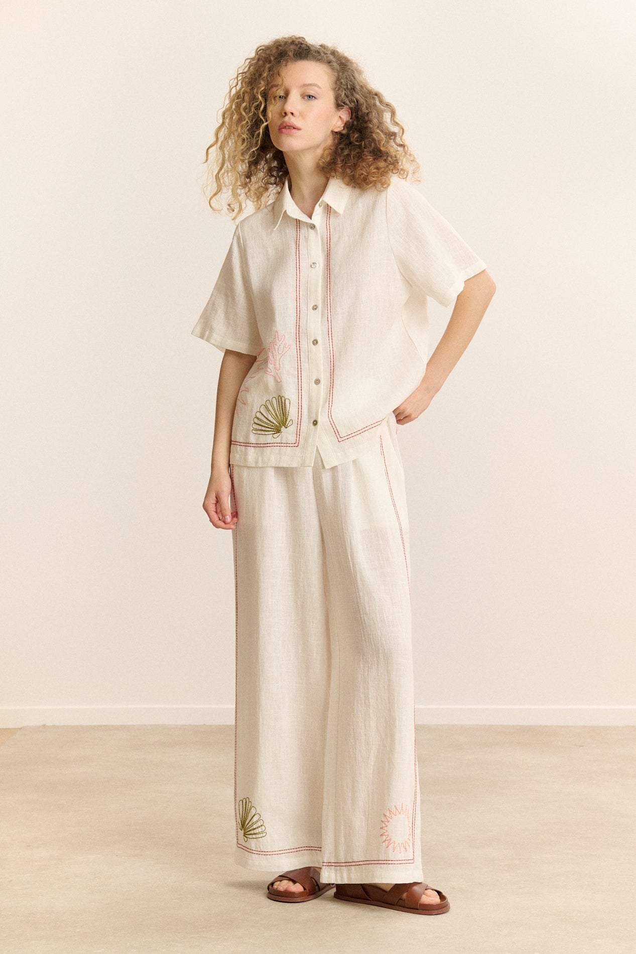 Chemise manches courtes brodée CENIE, GARANCE PARIS 
