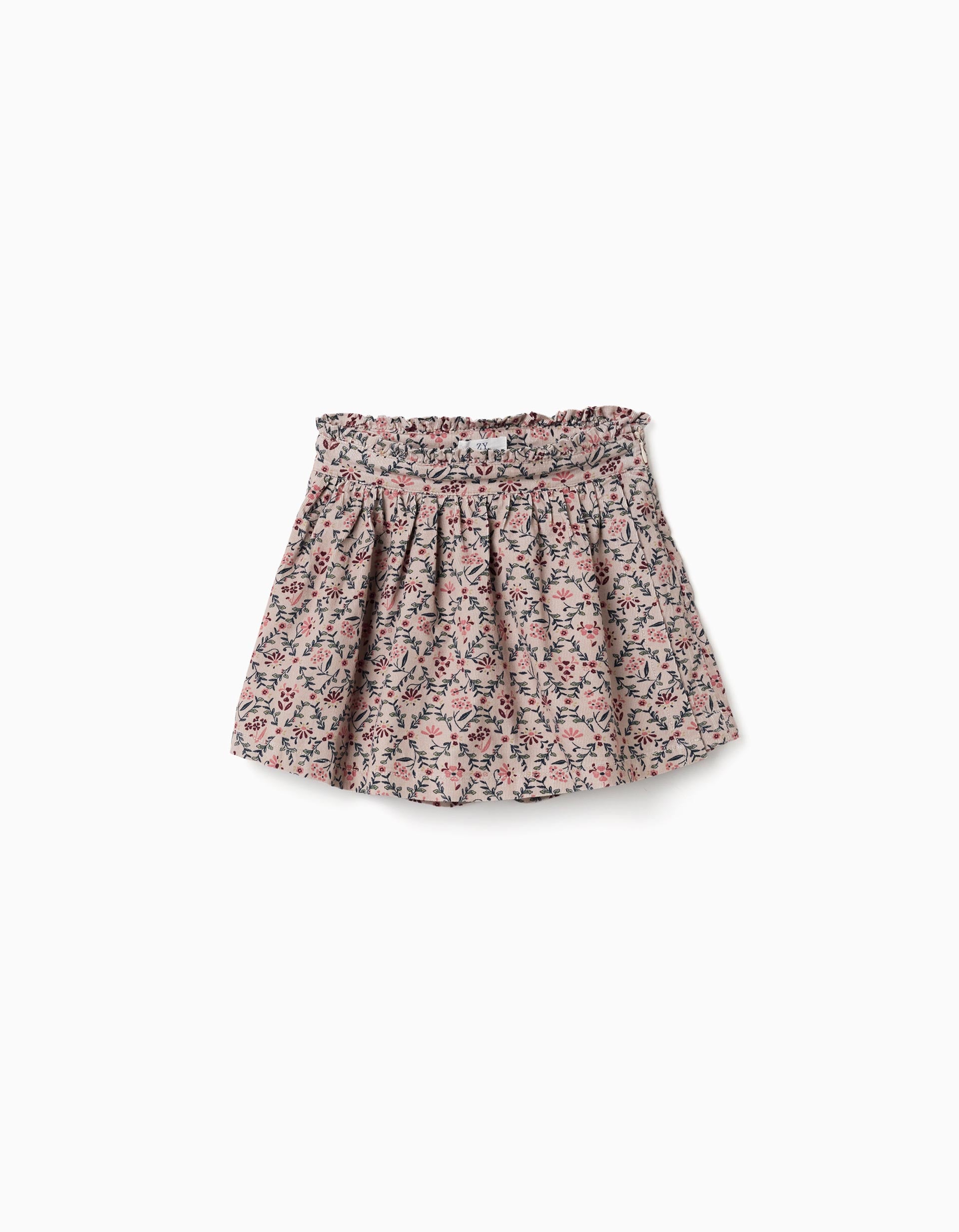 Jupe-short en velours côtelé avec motif floral, ZIPPY