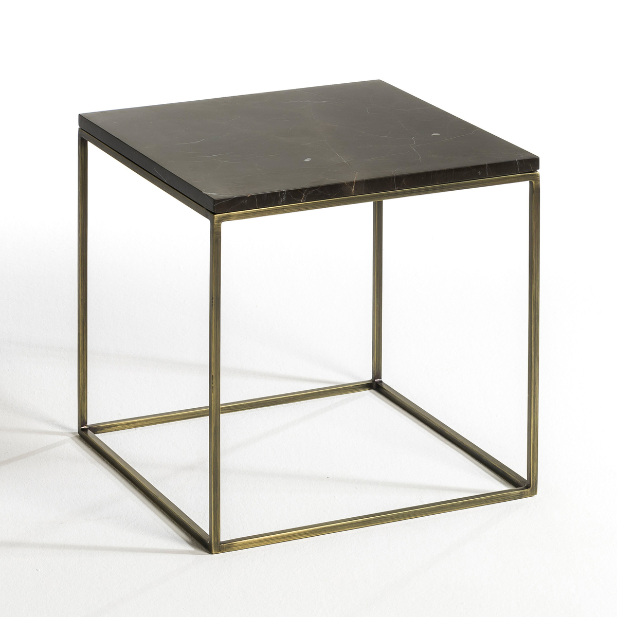 Product photograph of Mahaut Side Table In Marble Aged Brass from La Redoute UK
