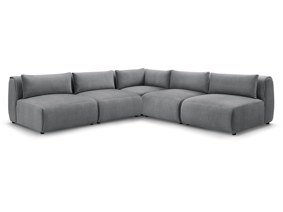 Canapé modulable 5 places en velours, JEANNE, BOBOCHIC