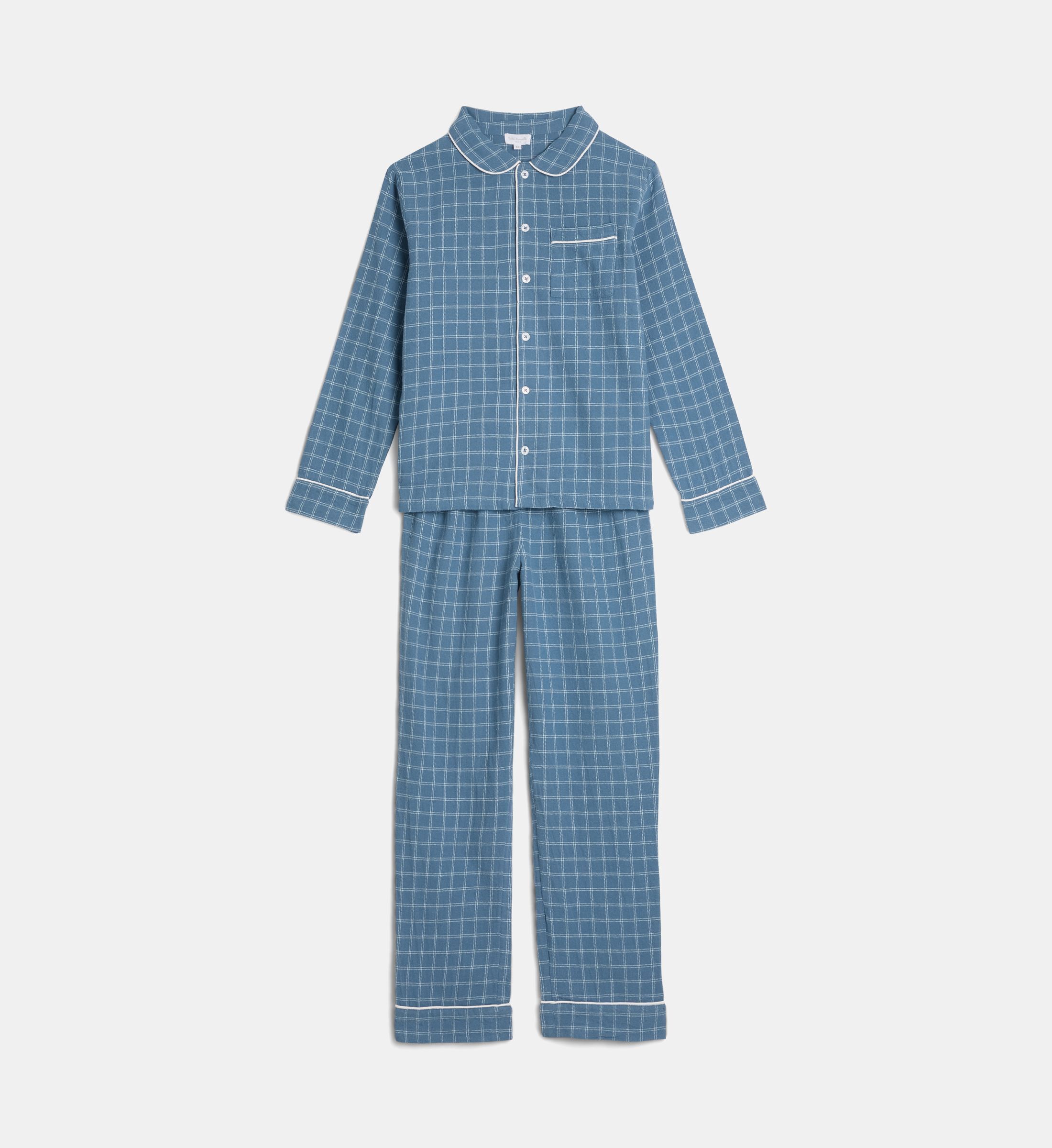 Pyjama long tapon en flanelle de coton bio, CADET ROUSSELLE