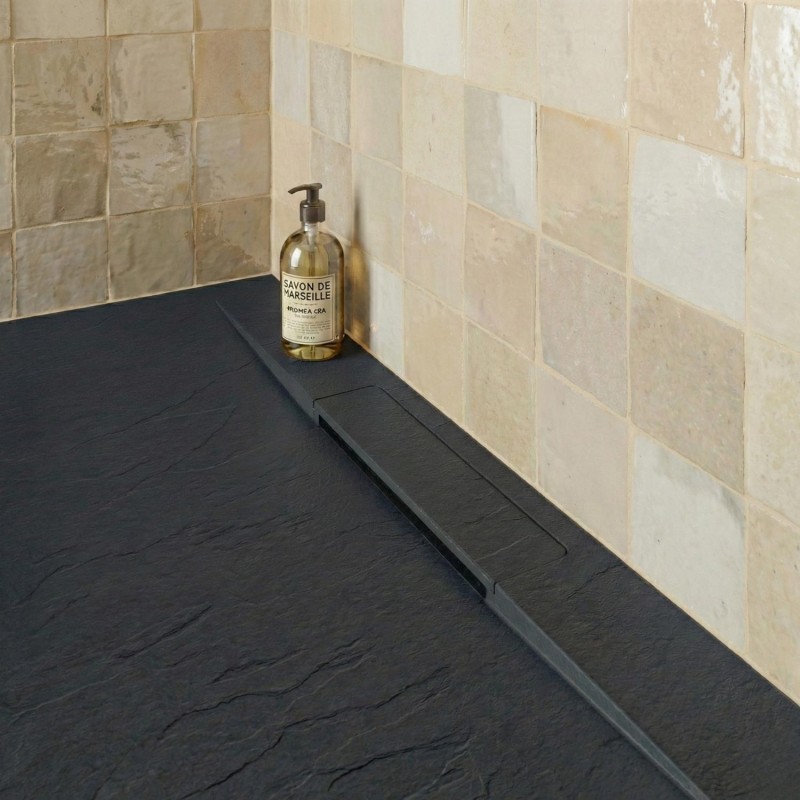 Receveur de douche aspect pierre extra-plat gris clair ONA, MOB IN