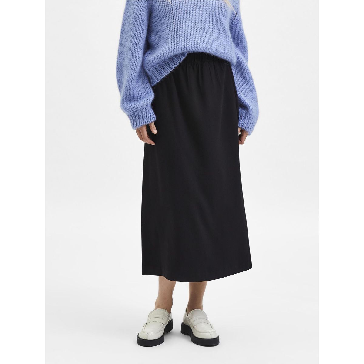 Jupe mi longue forme trap ze black Selected Femme La Redoute