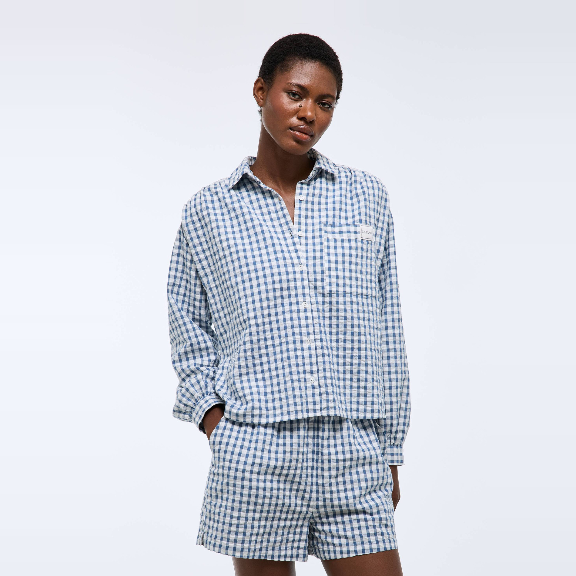 Chemise de plage vichy en coton BIO GOTS, MONOPRIX