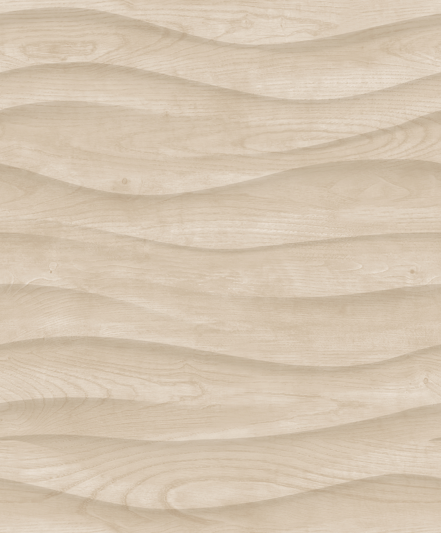 Papier peint effet bois sculpté vagues beige clair, HEXOA