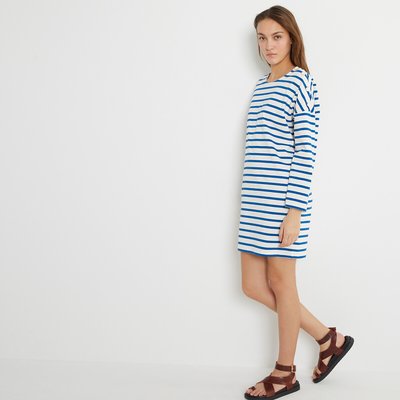 Les Signatures - Breton Striped Cotton Dress with Long Sleeves LA REDOUTE COLLECTIONS