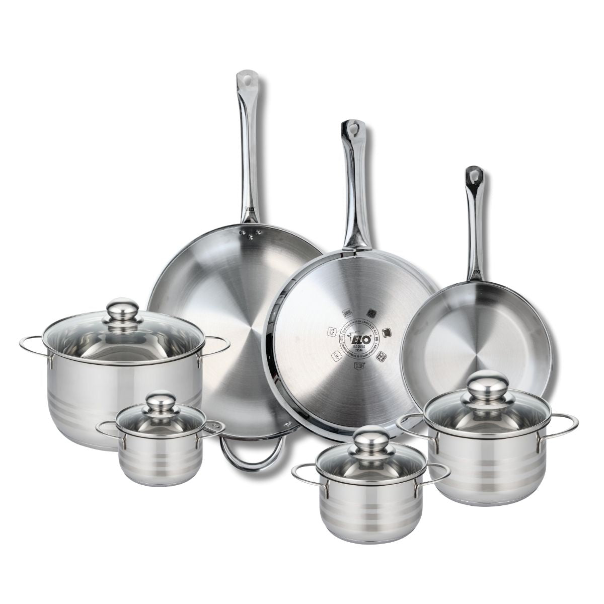 3 poêles 24/28/32cm + 4 faitouts 12/14/16/20cm PROFI BRILLANT, ELO
