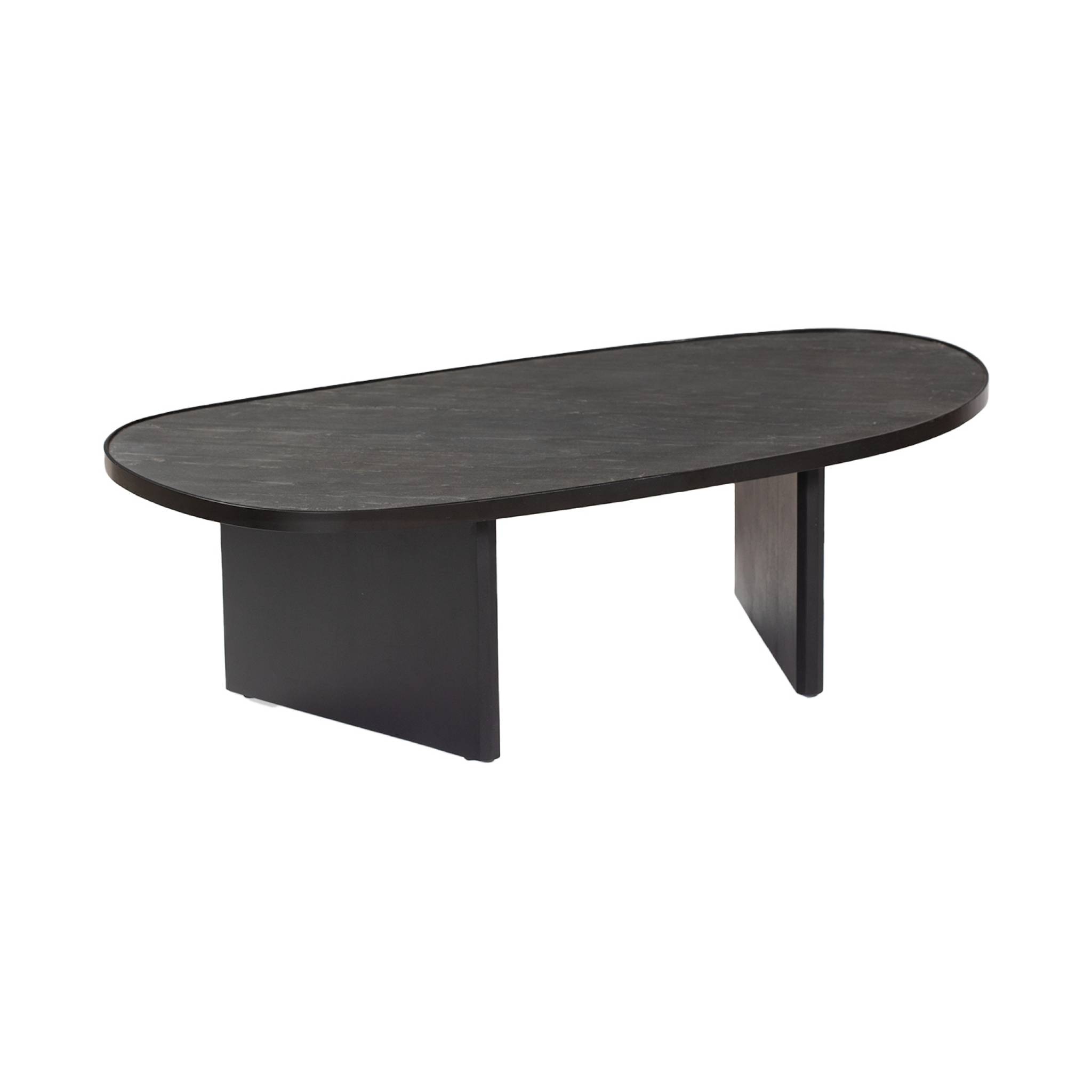 Table basse ovale bois de manguier placage pierre SHIVA, SWEEEK
