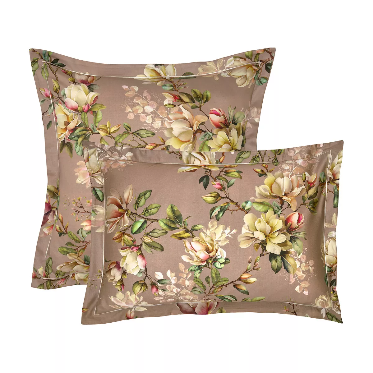 Taie d'oreiller satin de coton MAGNOLIAS, GARNIER THIEBAUT