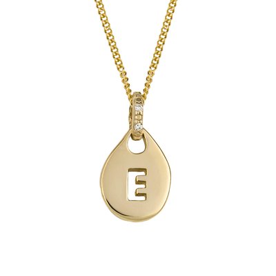 9ct Gold Alphabet 'E' Tag Necklace ELEMENTS GOLD