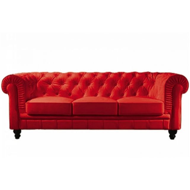 canape chesterfield rouge capitonne 3 places playa