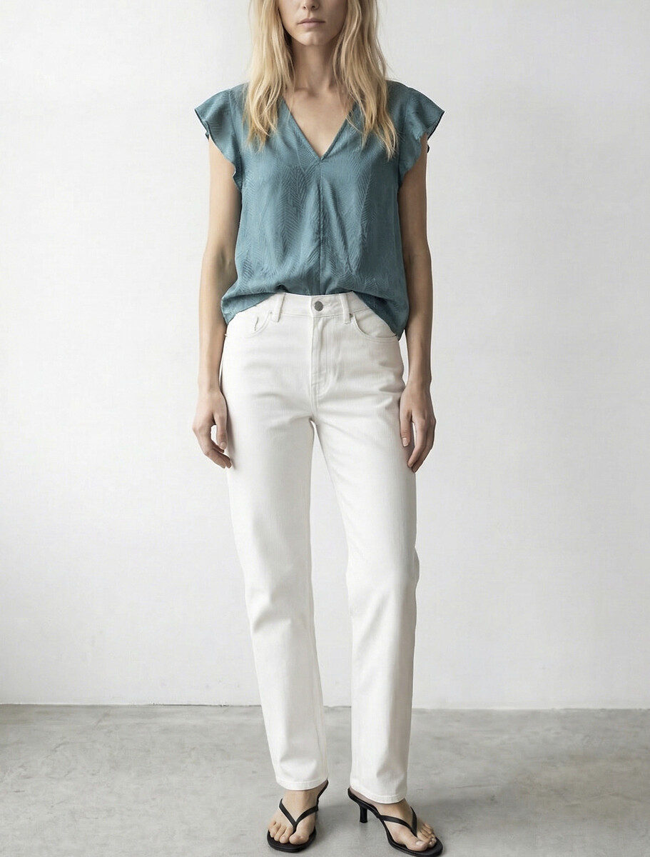 Blouse manches courtes col v, VILA