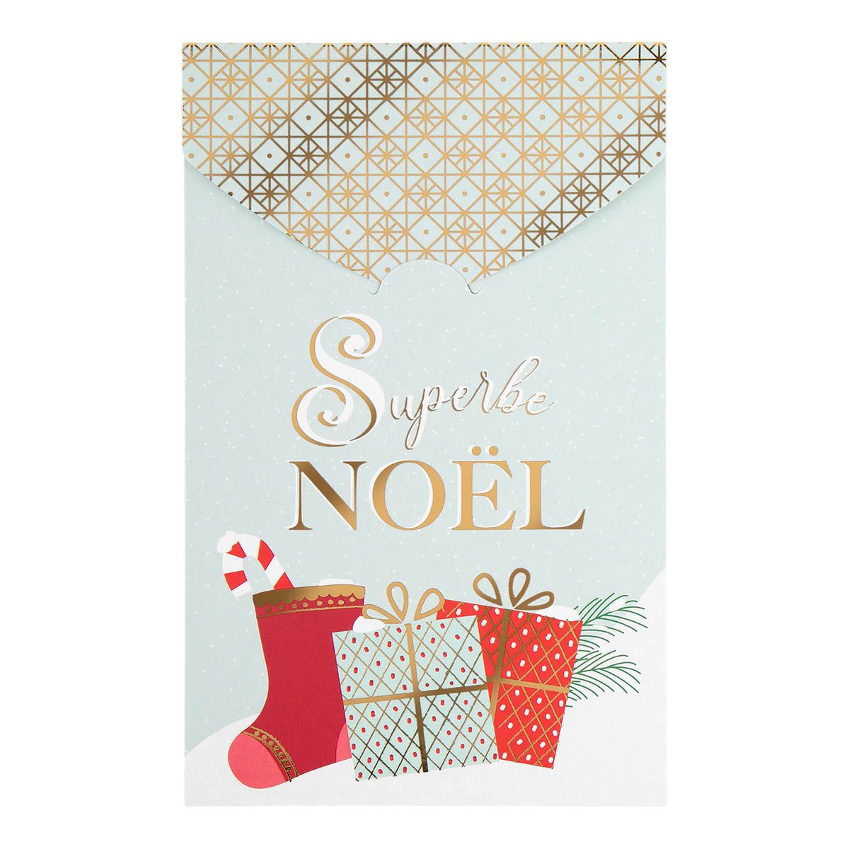 Carte de vœux avec enveloppe - lot de 8 cartes joyeux noël turquoise clair  Draeger Paris