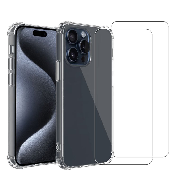 Coque iPhone 15 Pro antichoc + 2 vitres, EVETANE