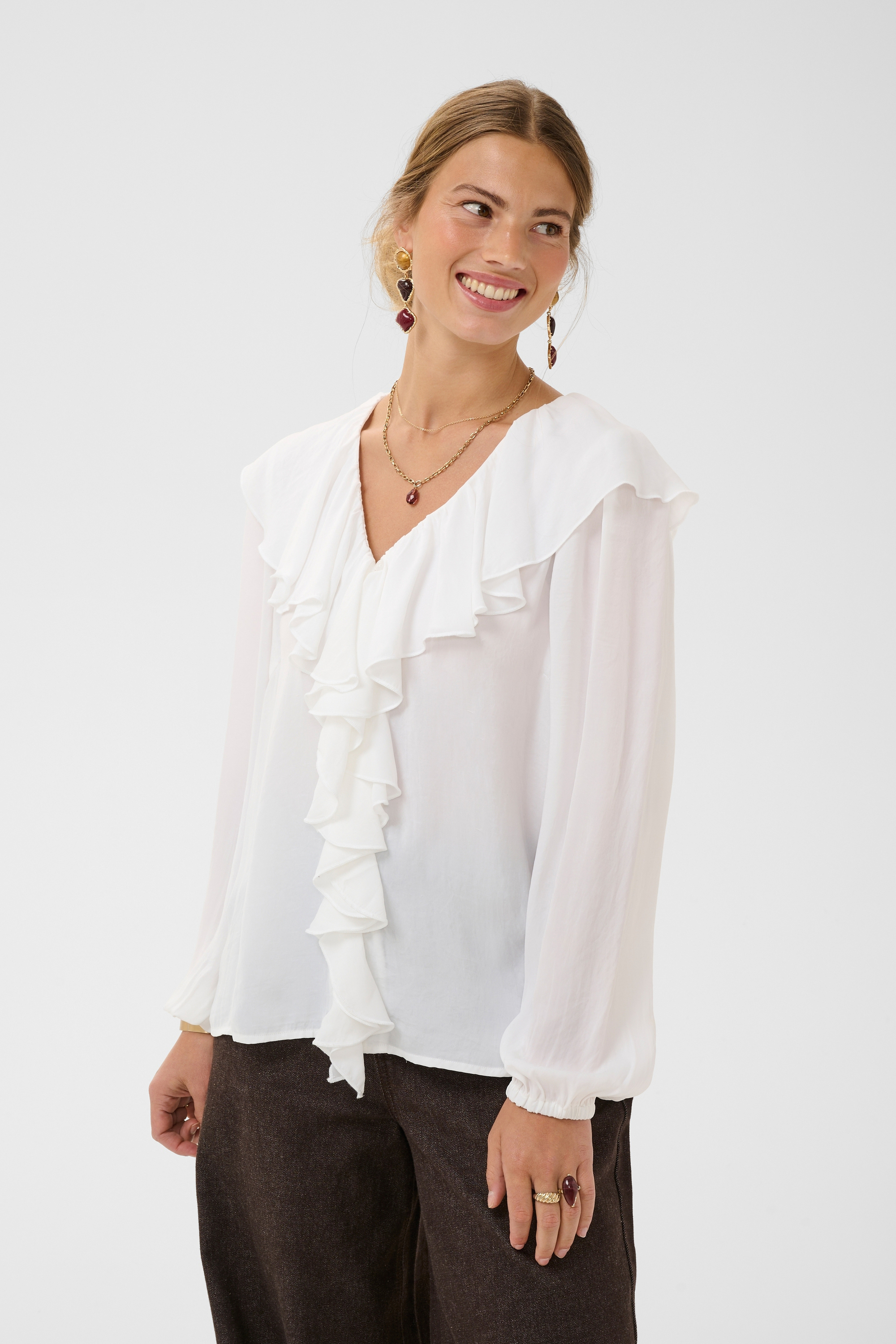 Blouse à manches longues, CREAM