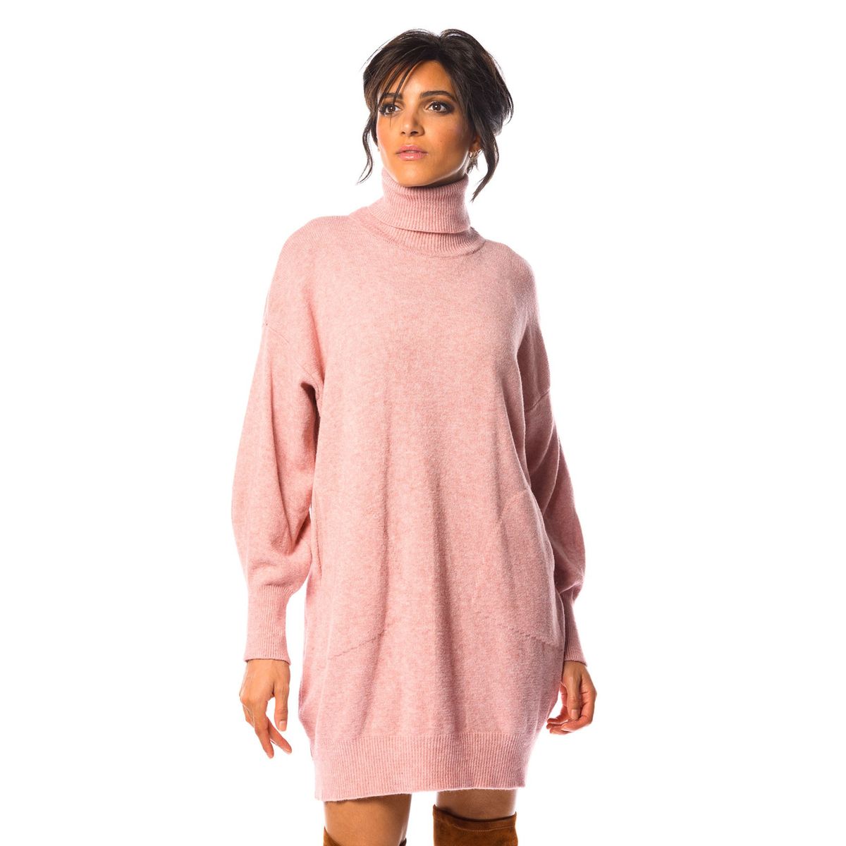 robe pull rose poudré