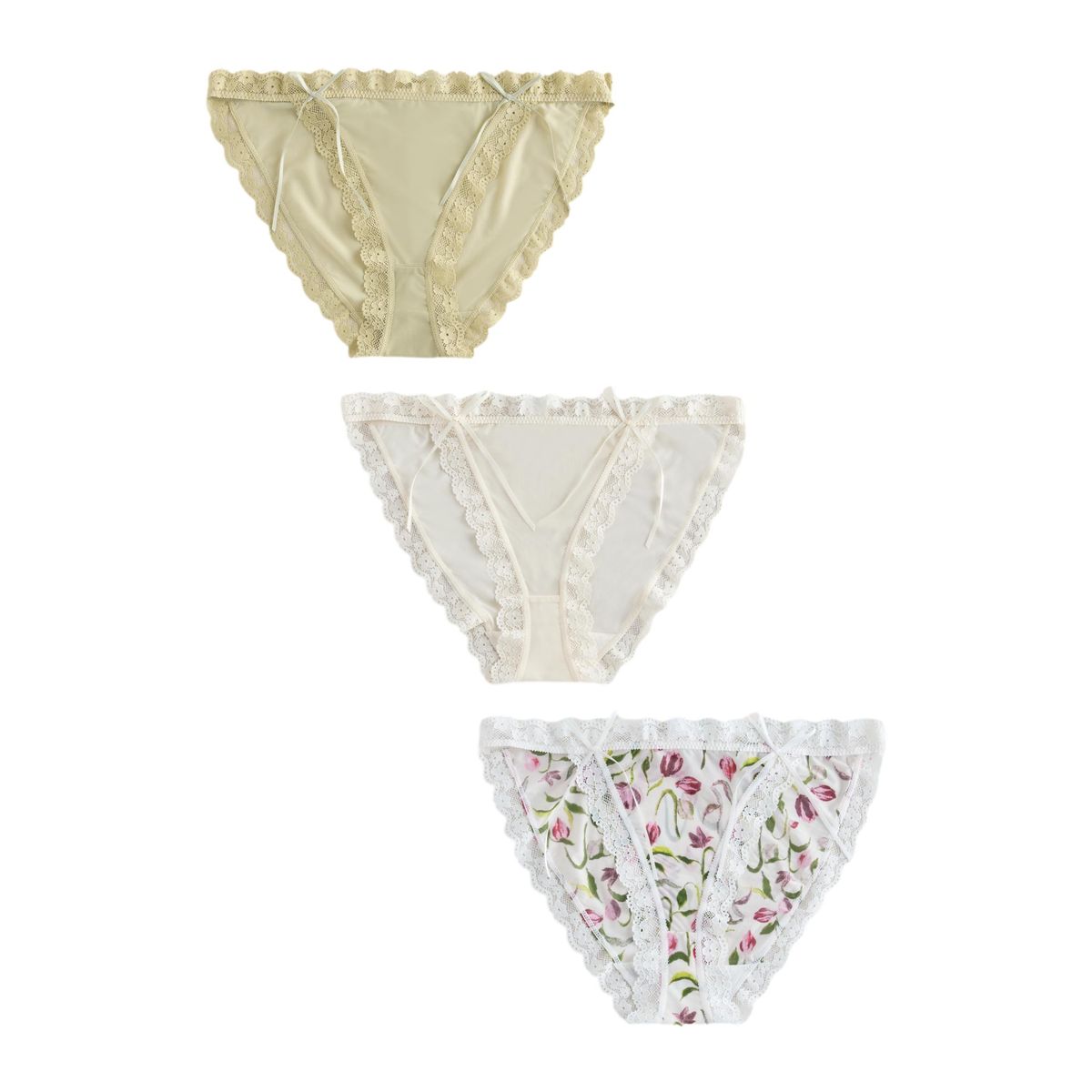 Culotte en dentelle et microfibre, lot de 3, NEXT