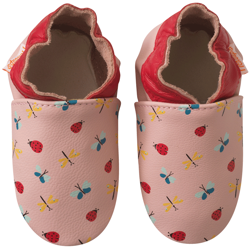 Chaussons bébé cuir souple Paloma les papillons, TICHOUPS