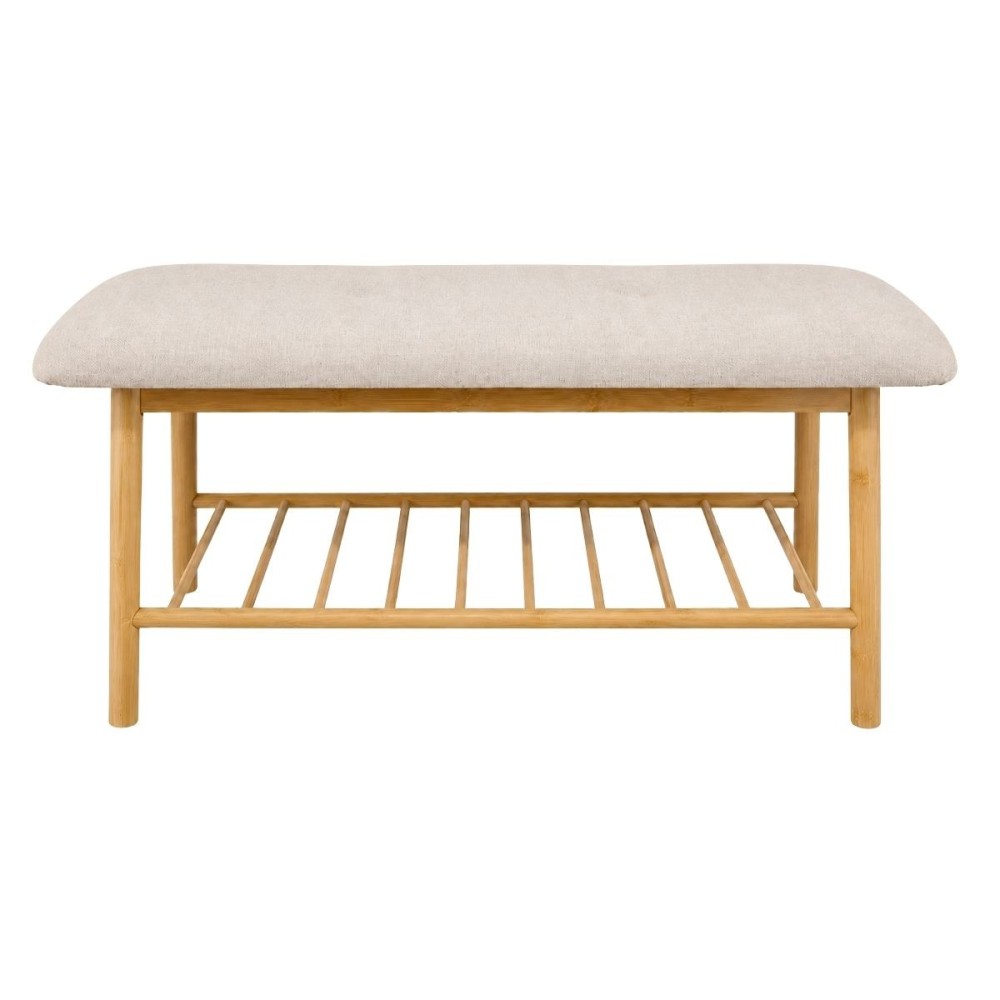 Banc range chaussures en bambou, tissu 90x45cm, ORNAMI