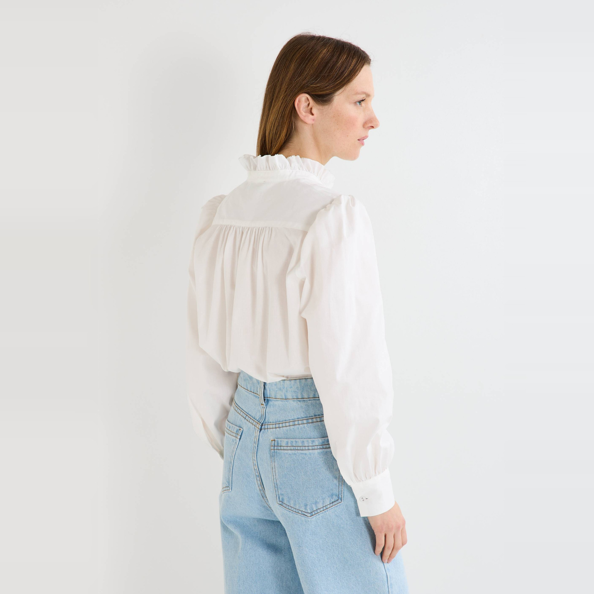 Blouse Femme Monoprix Taille 38 - Couleur Grenat - Motif Géométrique - Coton - Occasion Très Bon état