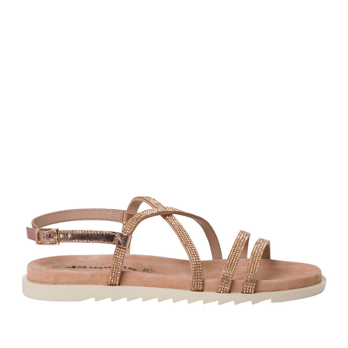 optager helt bestemt fure Leather multi strap sandals with flat heel copper Tamaris | La Redoute
