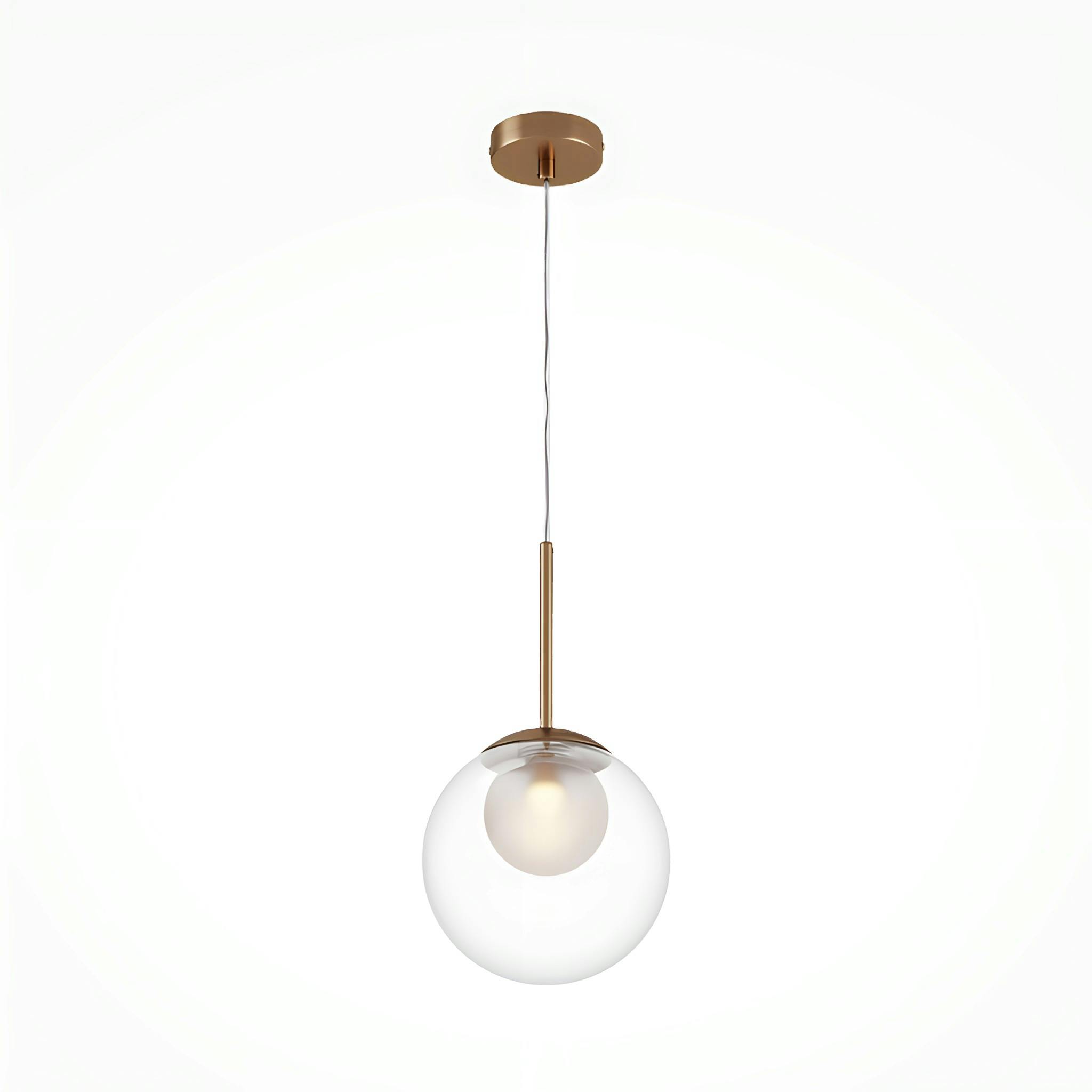 Suspension globe en verre & tige or, 20 cm DELTONA, PIER IMPORT