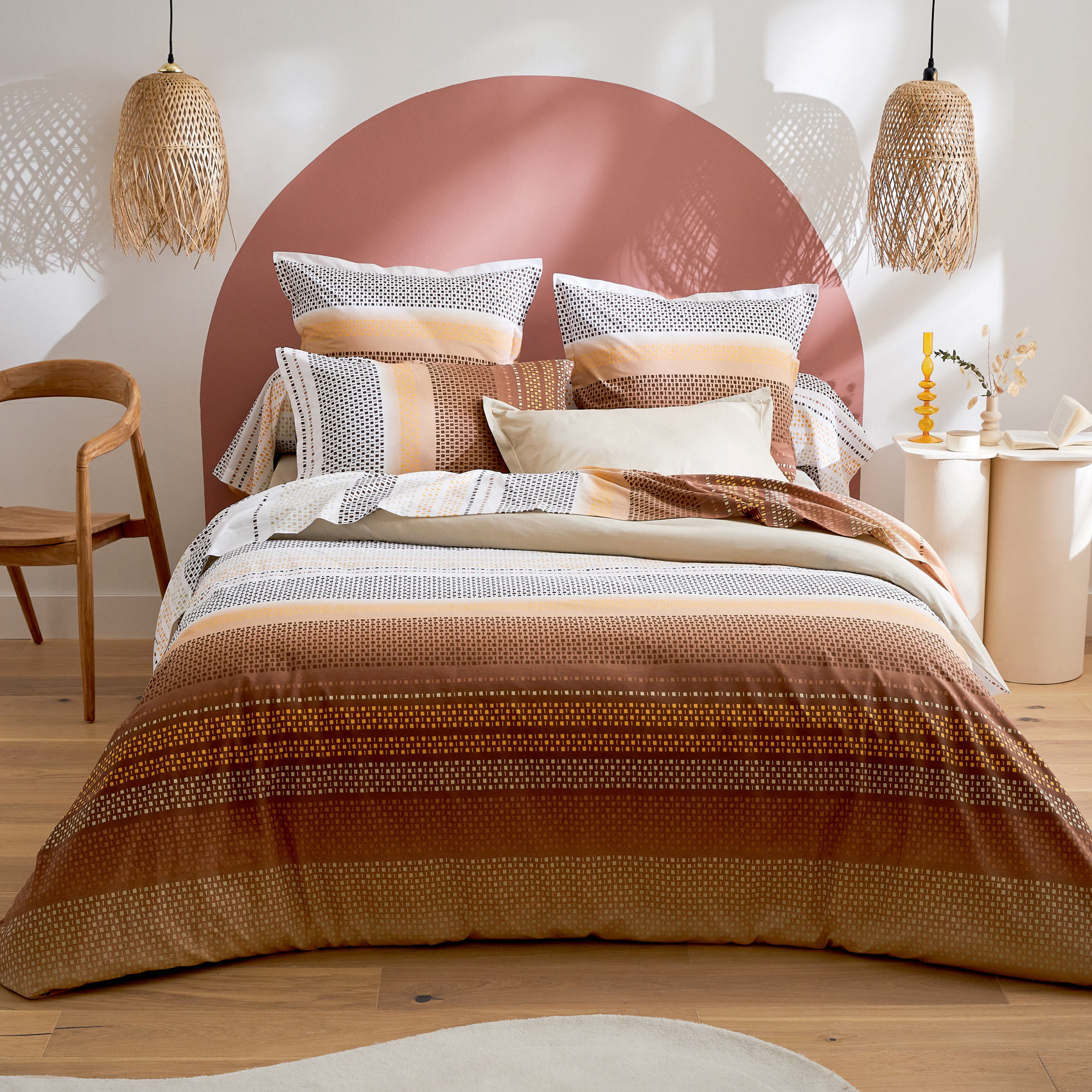 Housse de couette esprit géométrique en coton, TRADILINGE